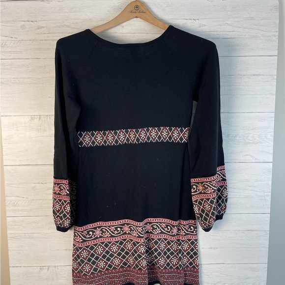 Lucky Brand Dress Womens S Black Aztec Geometric Tribal Cashmere Blend Boho Chic - Picture 8 of 10